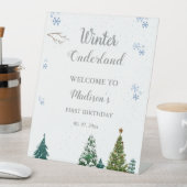 ウィンターオンダーランドクリスマス誕生日ウェルカムサイン 台座サイン (インサイチュ)