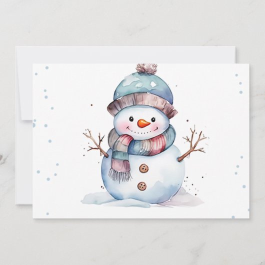 ウィンターオンダーランドクリスマス雪だるま誕生日写真 招待状 (裏面)