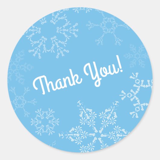 ウィンターオンダーランドスノーフレークキッド1st誕生日パーティー ラウンドシール (正面)