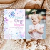 ウィンターオンダーランドスノーフレークスガールファースト誕生日 招待状