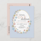 ウィンターオンダーランドスノーフレークファースト誕生日インビタット ポストカード (正面/裏面)