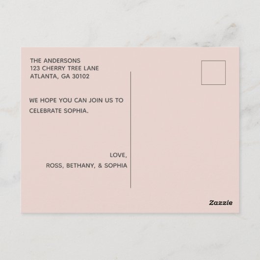 ウィンターオンダーランドスノーフレークファースト誕生日インビタット ポストカード (裏面)