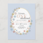 ウィンターオンダーランドスノーフレークファースト誕生日インビタット ポストカード (正面)