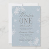 ウィンターオンダーランドスノーフレークホリデイ1st誕生日 招待状 (正面)