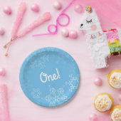 ウィンターオンダーランドスノーフレーク1st誕生日パーティー ペーパープレート (パーティー)