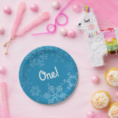 ウィンターオンダーランドスノーフレーク1st誕生日パーティー ペーパープレート (パーティー)