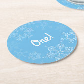 ウィンターオンダーランドスノーフレーク1st誕生日パーティー ラウンドペーパーコースター (アングル)