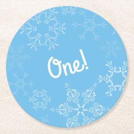 ウィンターオンダーランドスノーフレーク1st誕生日パーティー ラウンドペーパーコースター
