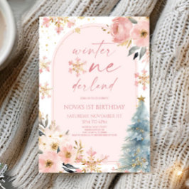 ウィンターオンダーランドスノーフレーク1st誕生日パーティー 招待状