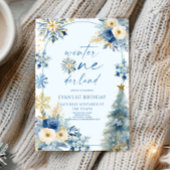 ウィンターオンダーランドスノーフレーク1st誕生日パーティー 招待状