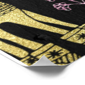 ウィンターオンダーランドバナーグリッターピンクスノーフレーク ポスター (角)