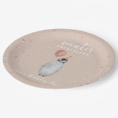 ウィンターオンダーランドピンクペンギンバルーン誕生日 ペーパープレート (アングル)