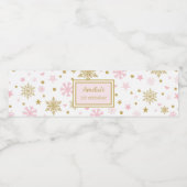 ウィンターオンダーランドピンク金ゴールド誕生日パーティーの好意 ペットボトルラベル (シングルラベル)