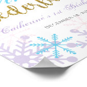 ウィンターオンダーランドファースト誕生日ウェルカムサインスノー ポスター (角)