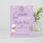 ウィンターオンダーランドファースト誕生日エスニックベビーガール 招待状 (スタンド正面)
