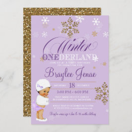 ウィンターオンダーランドファースト誕生日エスニックベビーガール 招待状