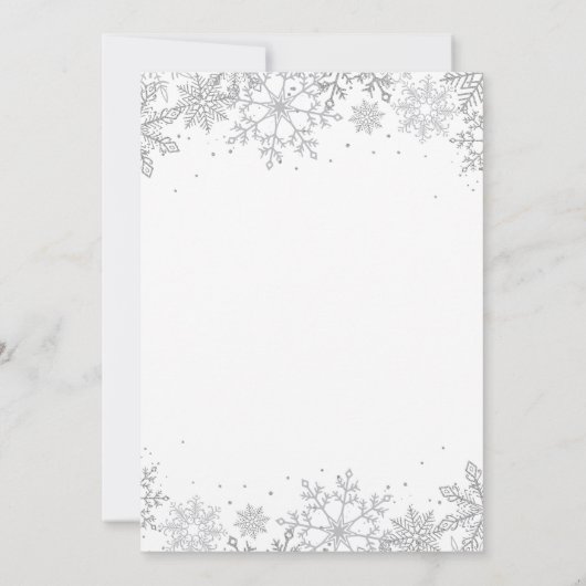 ウィンターオンダーランドファースト誕生日シルバースノーフレーク 招待状 (裏面)