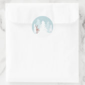 ウィンターオンダーランドファースト誕生日ステッカー鹿 ラウンドシール (バッグ)