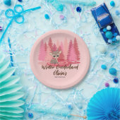 ウィンターオンダーランドファースト誕生日ディアピンクフォレスト ペーパープレート (パーティー)