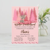 ウィンターオンダーランドファースト誕生日ディアピンクフォレスト 招待状 (スタンド正面)