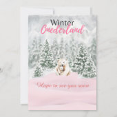 ウィンターオンダーランドファースト誕生日ベアスノーウィーフォレスト 招待状 (裏面)