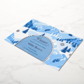 ウィンターオンダーランドファースト誕生日マウンテンスノー 箔招待状 (回転した状態)