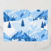 ウィンターオンダーランドファースト誕生日マウンテンスノー 箔招待状 (裏面)