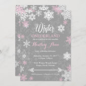 ウィンターオンダーランドファースト誕生日招待状 招待状 (正面/裏面)
