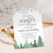 ウィンターオンダーランドファースト誕生日雪片の木 招待状