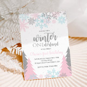 ウィンターオンダーランドファースト誕生日雪片の木 招待状