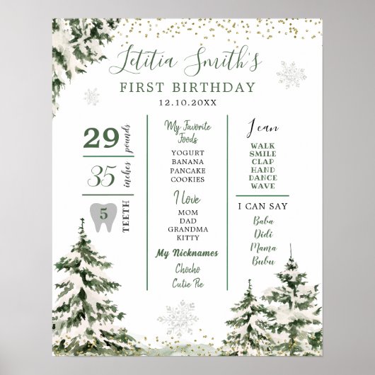 ウィンターオンダーランドフォレストファースト誕生日マイルストーン ポスター (正面)