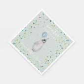 ウィンターオンダーランドブルー誕生日バルーンペンギン スタンダードランチョンナプキン (角)