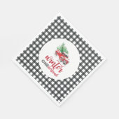 ウィンターオンダーランドレッドトラックファースト誕生日 スタンダードランチョンナプキン (角)