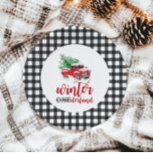 ウィンターオンダーランドレッドトラックファースト誕生日 ペーパープレート