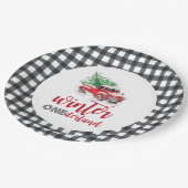 ウィンターオンダーランドレッドトラックファースト誕生日 ペーパープレート (アングル)