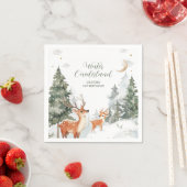 ウィンターオンダーランド動物の最初の誕生日パーティー昼寝 スタンダードカクテルナプキン (インサイチュ)