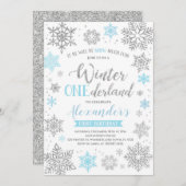 ウィンターオンダーランド招待状ブルーアンドシルバー 招待状 (正面/裏面)