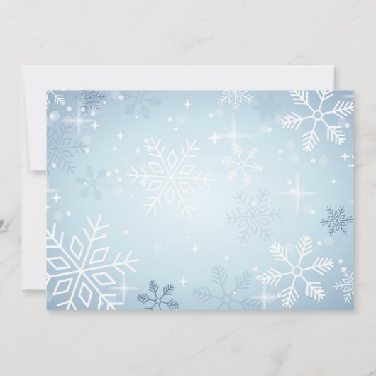 ウィンターオンダーランド最初の誕生日パーティースノーフレーク 招待状 (裏面)