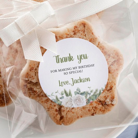 ウィンターオンダーランド誕生日パーティーありがとうラベル ラウンドシール