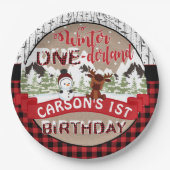 ウィンターオンダーランド誕生日パーティー紙プレート ペーパープレート (正面)