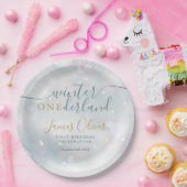 ウィンターオンダーランド1stバースデーブルーと金ゴールド ペーパープレート (パーティー)