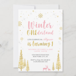 ウィンターオンダーランド1st誕生日招待状 – 少女 招待状