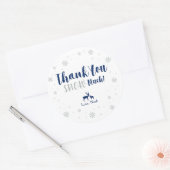 ウィンターオンダーランド、雪だるまステッカーありがとう ラウンドシール (封筒)