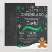 ウィンターオンデルランド1歳誕生日招待状 招待状 (正面/裏面)