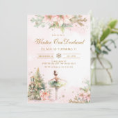 ウィンターオンデーランドくるみ割り人形1歳誕生日パステル 招待状 (スタンド正面)