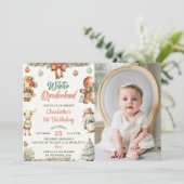 ウィンターオンデーランドのクリスマスお菓子誕生日写真 招待状 (スタンド正面)