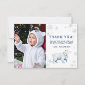 ウィンターオンデーランドのホッキョクグマの誕生日ありがとう サンキューカード (正面)