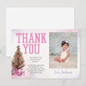 ウィンターオンデーランドの女の子の誕生日お礼カード 招待状 (正面/裏面)