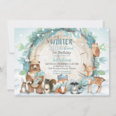 ウィンターオンデーランドの招待状　男子　森の動物 招待状 (正面)