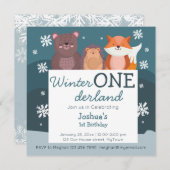 ウィンターオンデーランドの森の動物たち 招待状 (正面/裏面)